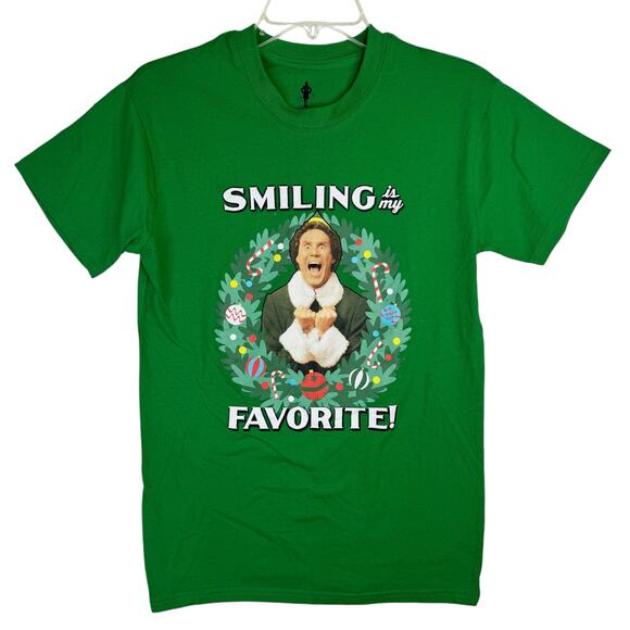 Buddy The Elf Smiling Is My Favorite T-Shirt Green Christmas Movie Womens S - Picture 1 of 4